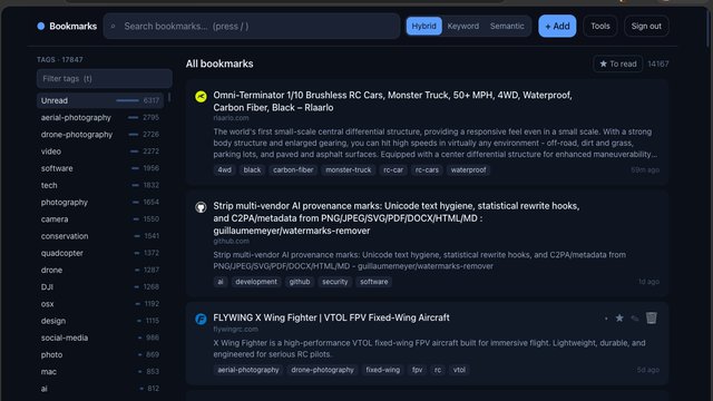 Pinpoint: Cloudflare-native bookmark manager with hybrid full-text and semantic search.
