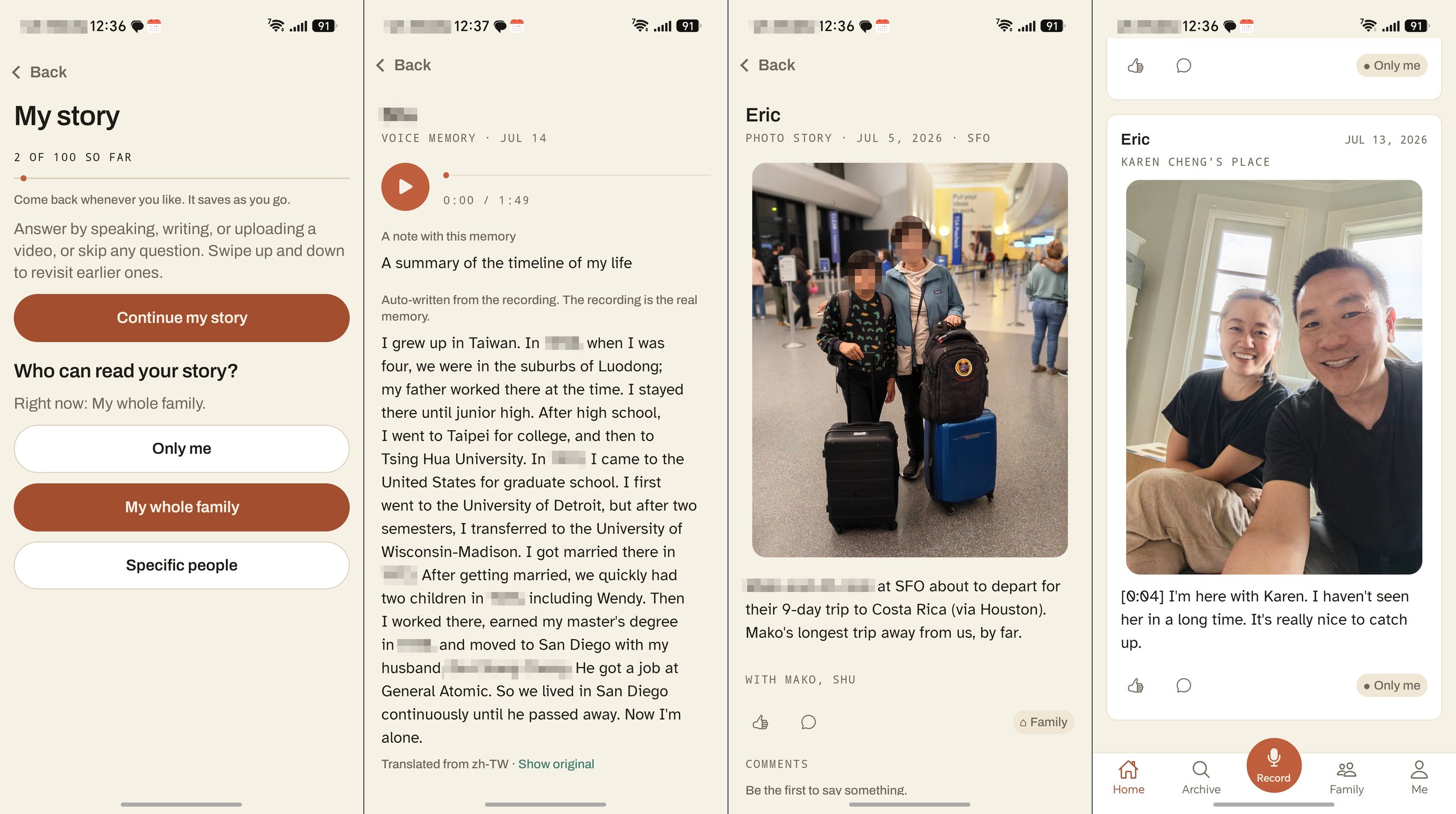Ricordea: Family memory time-capsule: record, share, and search stories across generations.