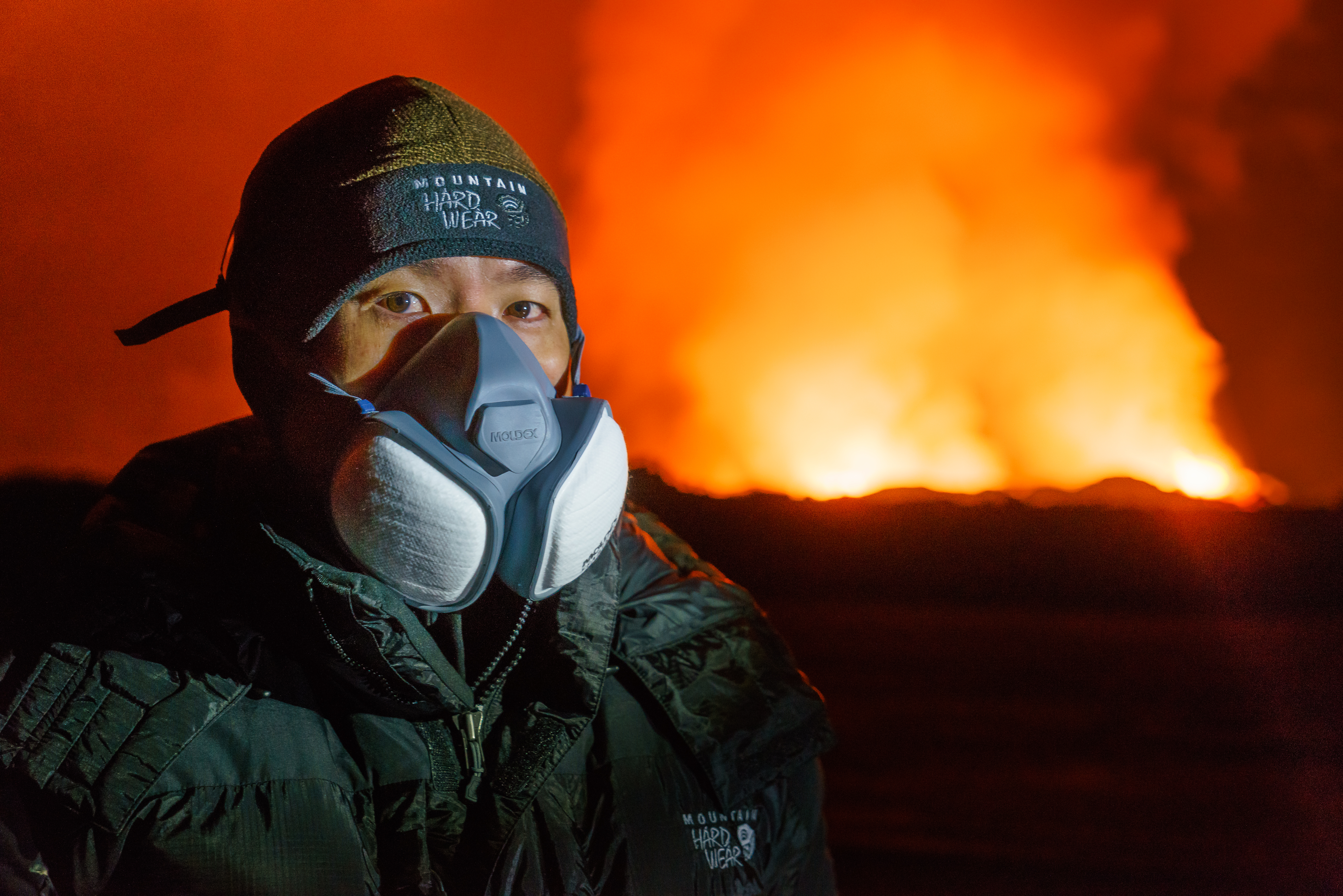 Eric Cheng at the Holuhraun volcano eruption in Iceland in September 2014.